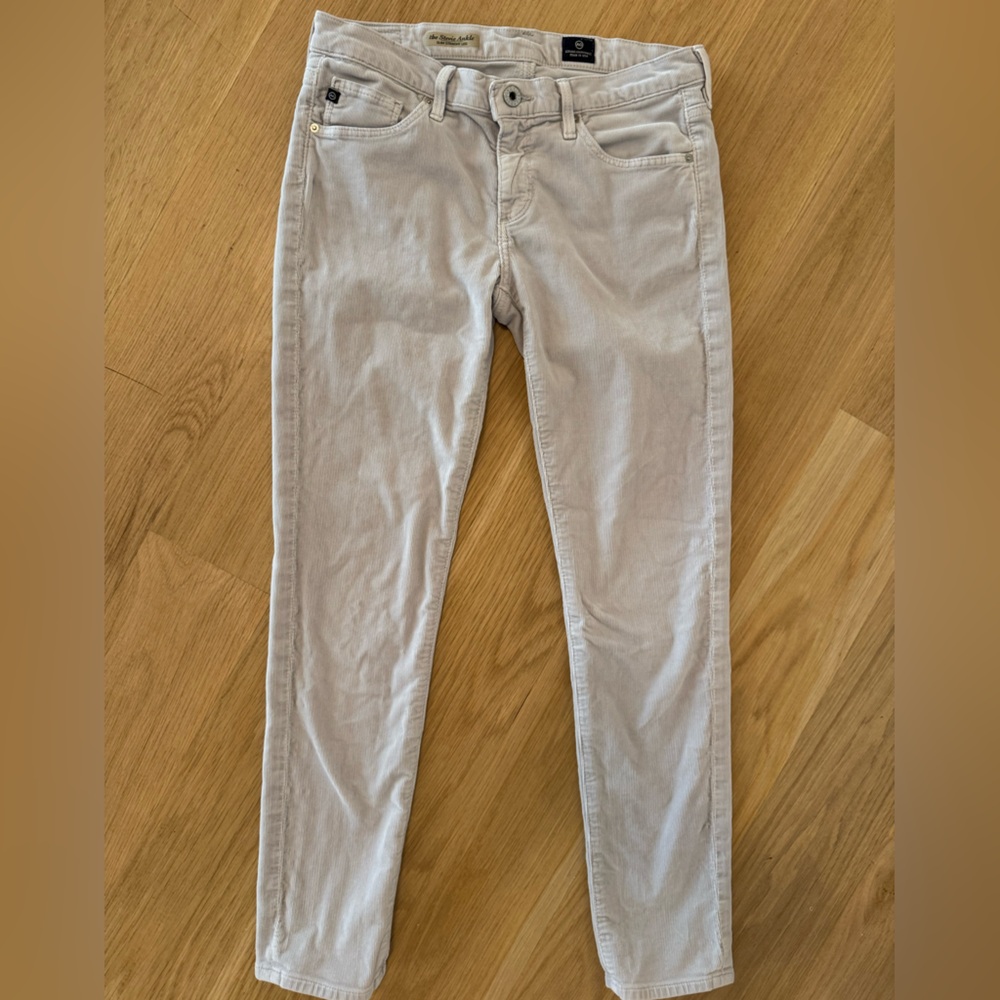 AG Adriano Goldschmied Women's Light Tan Slim Straight Corduroy Stevie Jeans